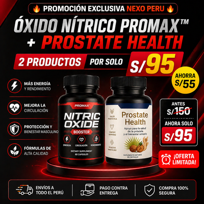Óxido Nítrico Promax™ + Prostate Health en pack 2x1: Rendimiento, energía y salud masculina