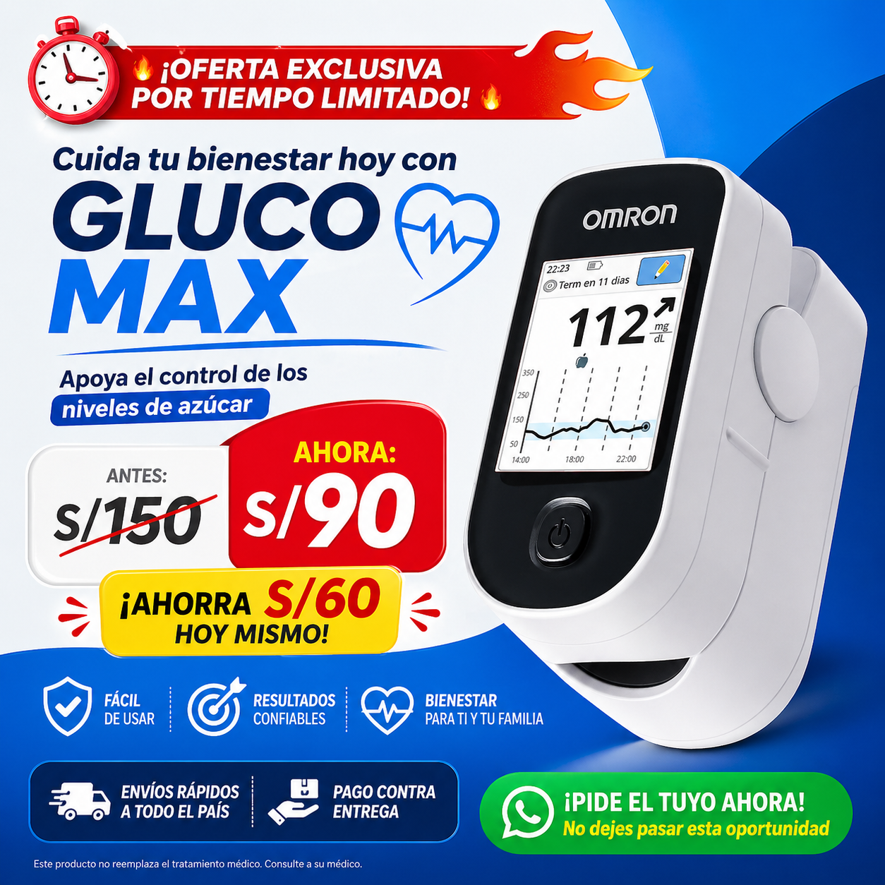 Medidor de Glucosa en Sangre sin pinchason.